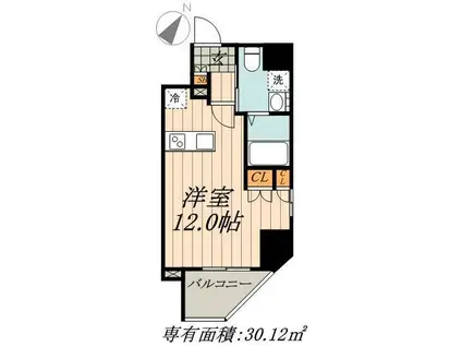 プラウドフラット東神田(ワンルーム/11階)の間取り写真