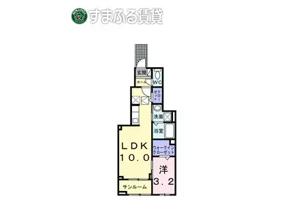 ヒカルサ岡崎蓑川町(1LDK/1階)の間取り写真