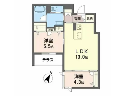 NAGE神松寺(2LDK/1階)の間取り写真