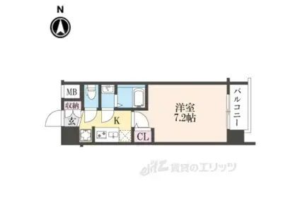 エステムコート京都二条(1K/7階)の間取り写真