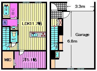 エクシア七里(1LDK/2階)の間取り写真