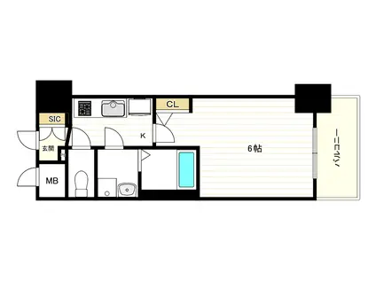 エスリード難波AGREA(1K/4階)の間取り写真