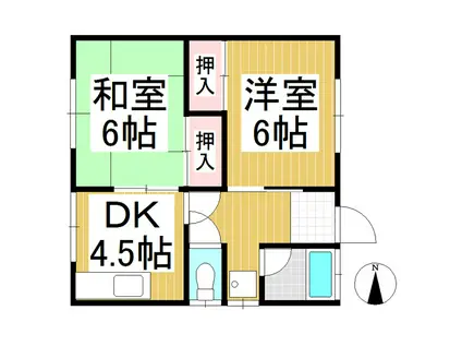 小山アパート(2DK/2階)の間取り写真