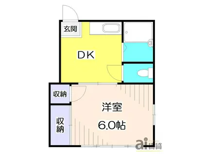 ミントハウス(1DK/2階)の間取り写真