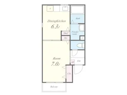 エストレイヤ荒川(1DK/3階)の間取り写真