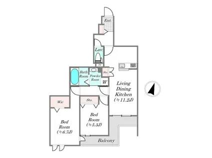 RECOLT三田(2LDK/3階)の間取り写真