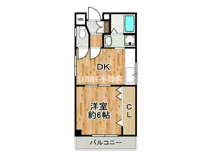 地下鉄長堀鶴見緑地線 大正駅(大阪) 徒歩4分 3階建 築25年(1DK/3階)の間取り写真