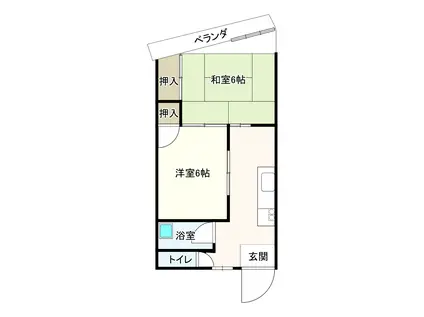 シャインマンション帝塚山(2K/4階)の間取り写真