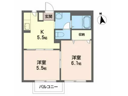 コーポ川口(2K/1階)の間取り写真