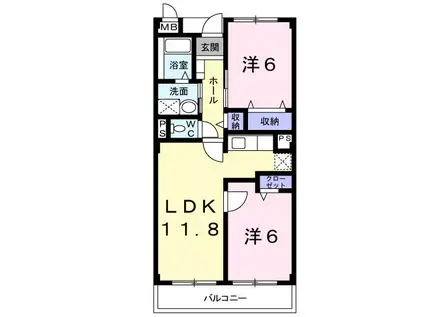 アルビトロJ(2LDK/2階)の間取り写真