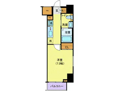 ジェノヴィア目黒南グリーンヴェール(1K/2階)の間取り写真