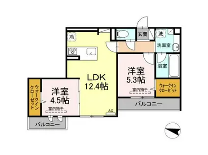 アミティエS(2LDK/2階)の間取り写真