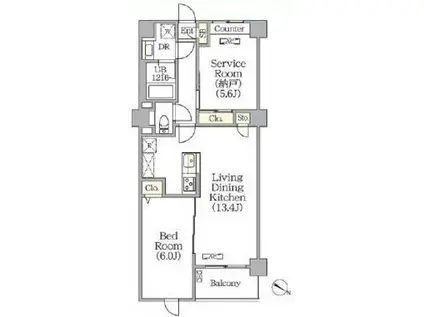 プライムガーデン赤塚(1SLDK/4階)の間取り写真