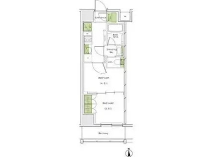 ザ・パークハビオ名古屋松原(2K/5階)の間取り写真