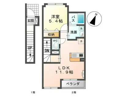 グレイスクリアー早時(1LDK/2階)の間取り写真