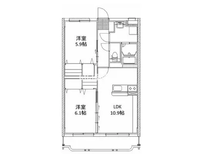 はなみずきII番館(2LDK/3階)の間取り写真