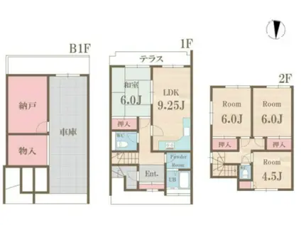テラスハウス小竹町(4LDK/2階)の間取り写真