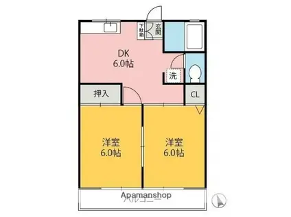 メゾンK・KII(2DK/2階)の間取り写真