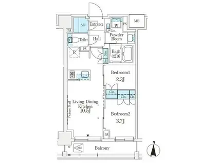 J.GRAN COURT 品川西大井イースト(2LDK/7階)の間取り写真