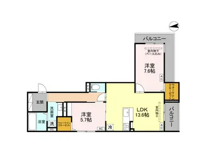 COEUR八日市(2LDK/2階)の間取り写真
