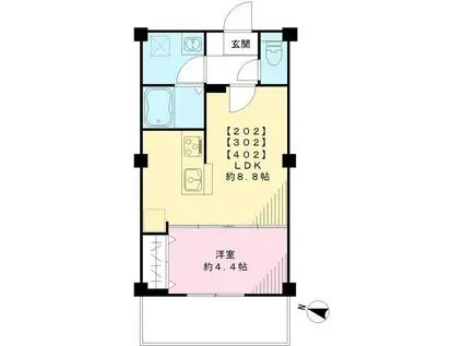 セレンディピティ(1LDK/2階)の間取り写真