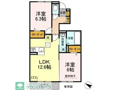 プリムヴェール(2LDK/1階)の間取り写真