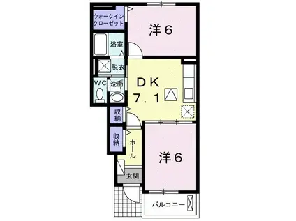 プランドールI(2DK/1階)の間取り写真