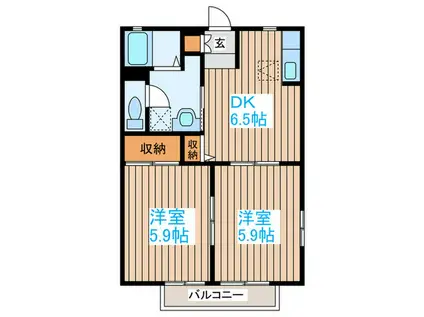 エステート桜 C(2DK/1階)の間取り写真