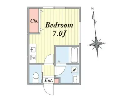 パークレジデンス六町(ワンルーム/1階)の間取り写真