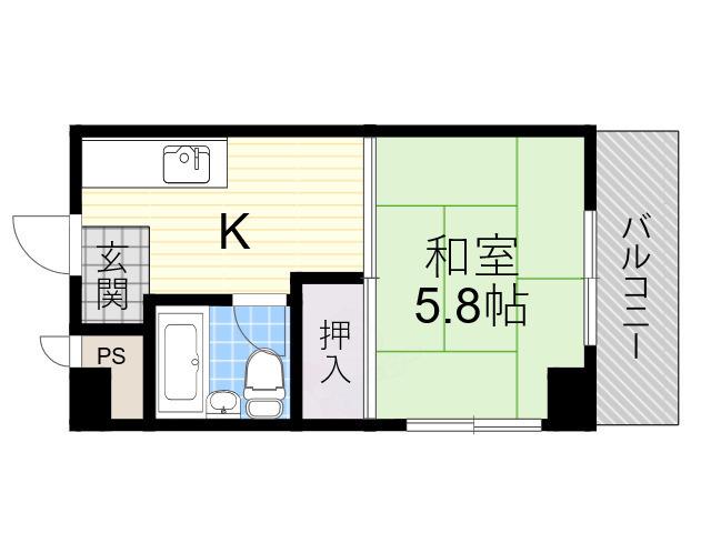 コーポアビコ(1K/4階)の間取り写真