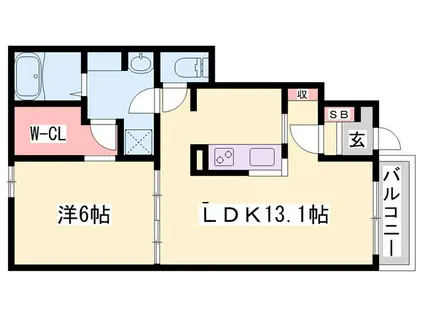 マロンヒルズA(1LDK/1階)の間取り写真