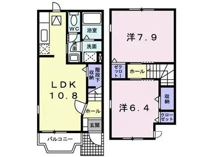 メロウ・リーフII(2LDK/1階)の間取り写真