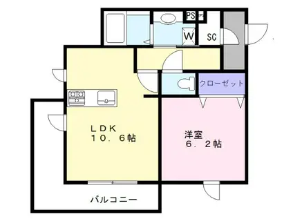 メゾンクレール(1LDK/3階)の間取り写真