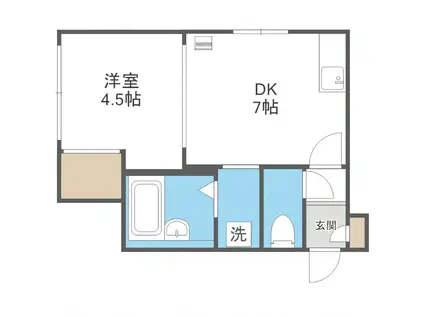 ハイムクローネII(1DK/2階)の間取り写真