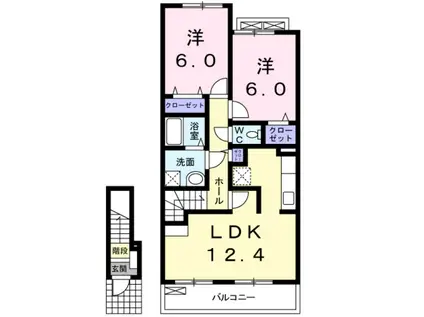 ラドゥーノ桜が丘(2LDK/2階)の間取り写真