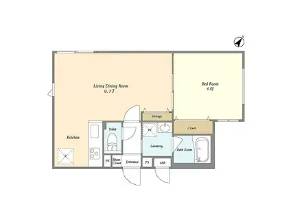 ウェルスクエアイズム文京千石(1LDK/1階)の間取り写真