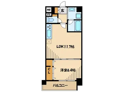 RIO VEIL(1LDK/6階)の間取り写真