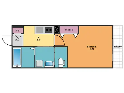 プライム・コート(1K/1階)の間取り写真