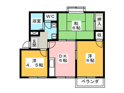 ウッディベルあけの B(3DK/2階)の間取り写真