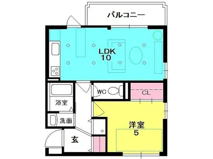 ミタカハイツ(1LDK/2階)の間取り写真