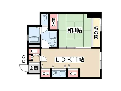 グランヴィ新大阪(1LDK/8階)の間取り写真