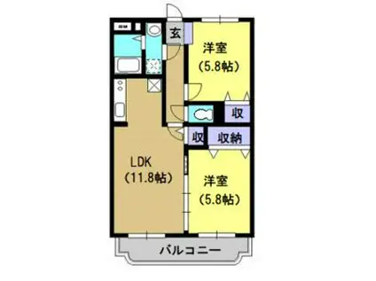 Y&M REGARO I(2LDK/1階)の間取り写真
