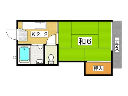 ミノワハイツ(1K/1階)の間取り写真