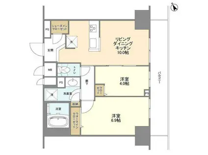 BLESS蔵前(2LDK/11階)の間取り写真