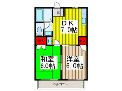 レジデンス北浦和(2DK/2階)の間取り写真