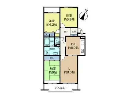 サーラシティ本郷弐番館(3LDK/4階)の間取り写真