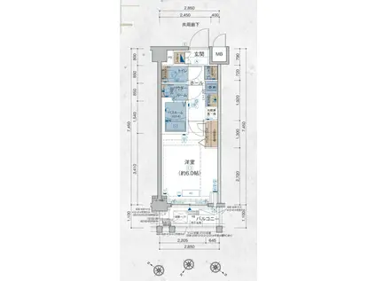 エステムコート立川ノースプレミア(1K/1階)の間取り写真