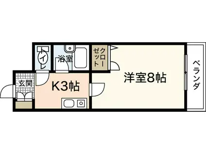 ステューディオ長束(1K/1階)の間取り写真