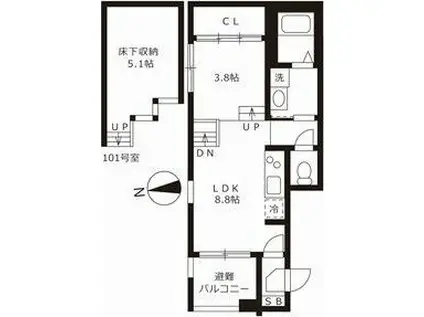 ハーモニーテラス愛知町II(1SLDK/1階)の間取り写真