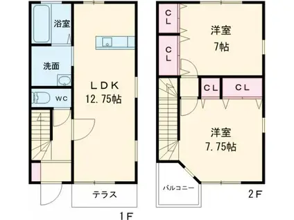 サンマリノ(2LDK/1階)の間取り写真